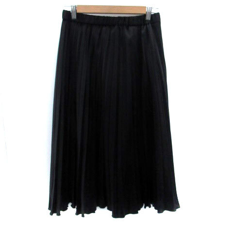セニノン Seninon プリーツスカート ロング丈 42 XL 黒 ブラック /HO10 レディース拍卖