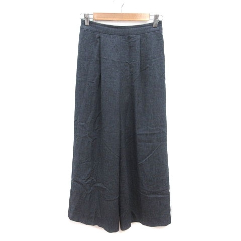 インディヴィ INDIVI ワイドパンツ ロング 麻混 リネン混 36 紺 ネイビー /MS レディース拍卖