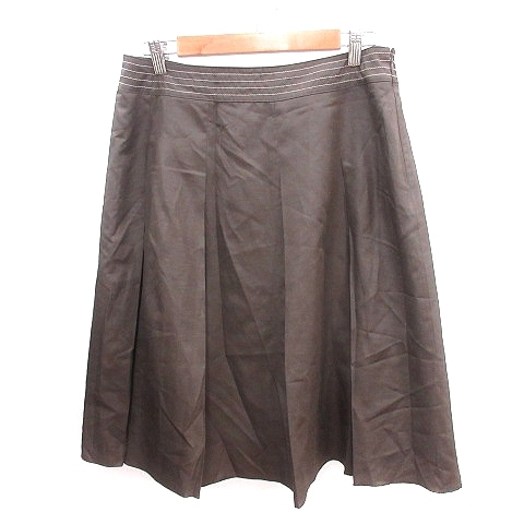 自由区 オンワード樫山 プリーツスカート ミモレ ロング ステッチ 46 XXL 茶 ブラウン /AU レディース拍卖