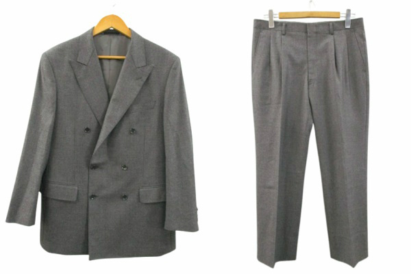 リーガル REGAL 洋服の青山 秋冬グレー系スタンダードダブルスーツ セットアップ ウール ビジネス ジャケット パンツ 98AB6 フォーマル メ拍卖