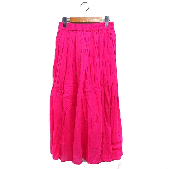ロデオクラウンズ Rodeo Crowns ギャザー スカート ロング丈 無地 コットン 綿 F ショッキングピンク /FT15 レディース拍卖