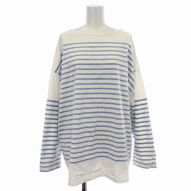 ジャーナルスタンダード ボートネック ロンT バスクシャツ ボーダー カットソー 長袖 M 白 水色拍卖