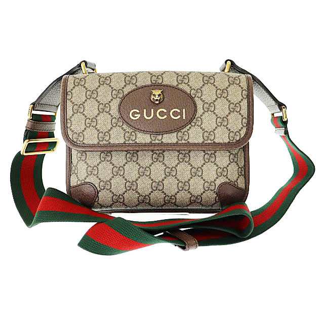 グッチ GUCCI GGスプリーム タイガーヘッド ロゴ スモール メッセンジャー ショルダー バッグ 501050 茶 ブラウン ☆AA★250324 メンズ レ拍卖