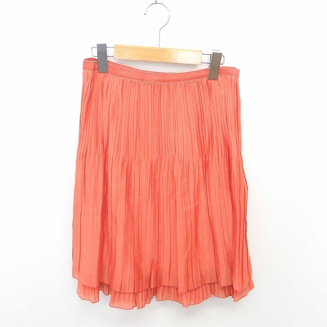 未使用品 アンタイトル UNTITLED タグ付き プリーツ スカート ひざ丈 薄手 無地 シンプル 2 オレンジ /TT レディース拍卖
