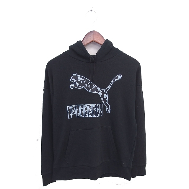 プーマ PUMA 国内正規品 パーカー フーディー プルオーバー ロゴ 花柄 長袖 S 黒 ブラック /TT メンズ拍卖