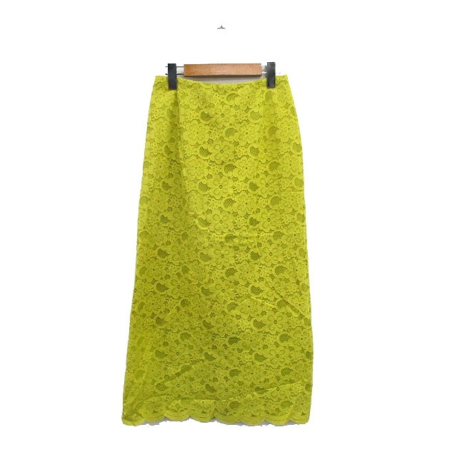スピック&スパン Spick&Span 総レース タイト スカート ロング コットン 36 イエロー 黄 /KT25 レディース拍卖