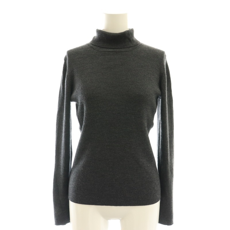 アナイ ANAYI ウールシルクリブハイネック プルオーバー ニット 長袖 38 ダークグレー /DF ■OS レディース拍卖