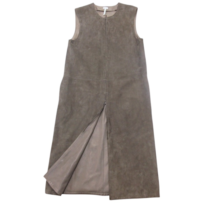 エルメス 希少 美品 マルジェラ期 レザー ワンピース ロング丈 ラムスキン フロントジップ スリット アーカイブ 国内正規 40 M-L相当拍卖