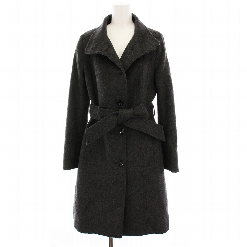 バーニーズニューヨーク BARNEYS NEW YORK ロングコート カシミヤ アウター 38 グレー /YM レディース拍卖