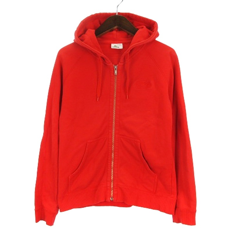 ラコステ LACOSTE ジップアップ パーカー スウェット 40 レッド 250306E レディース拍卖