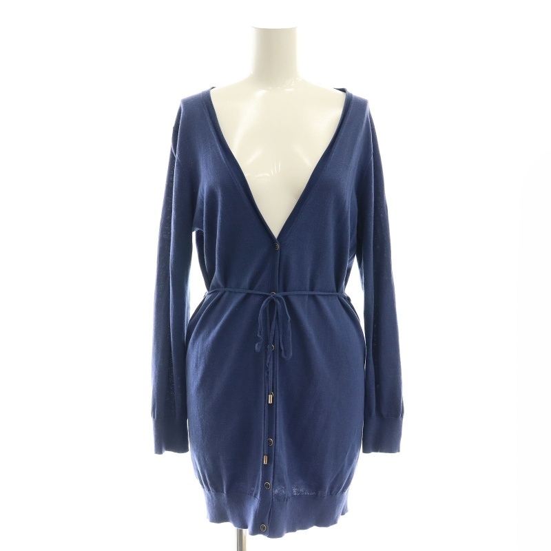 クミキョク 組曲 KUMIKYOKU コットンシルク Vネックカーディガン ニット 2 青 ブルー /AT ■OS レディース拍卖