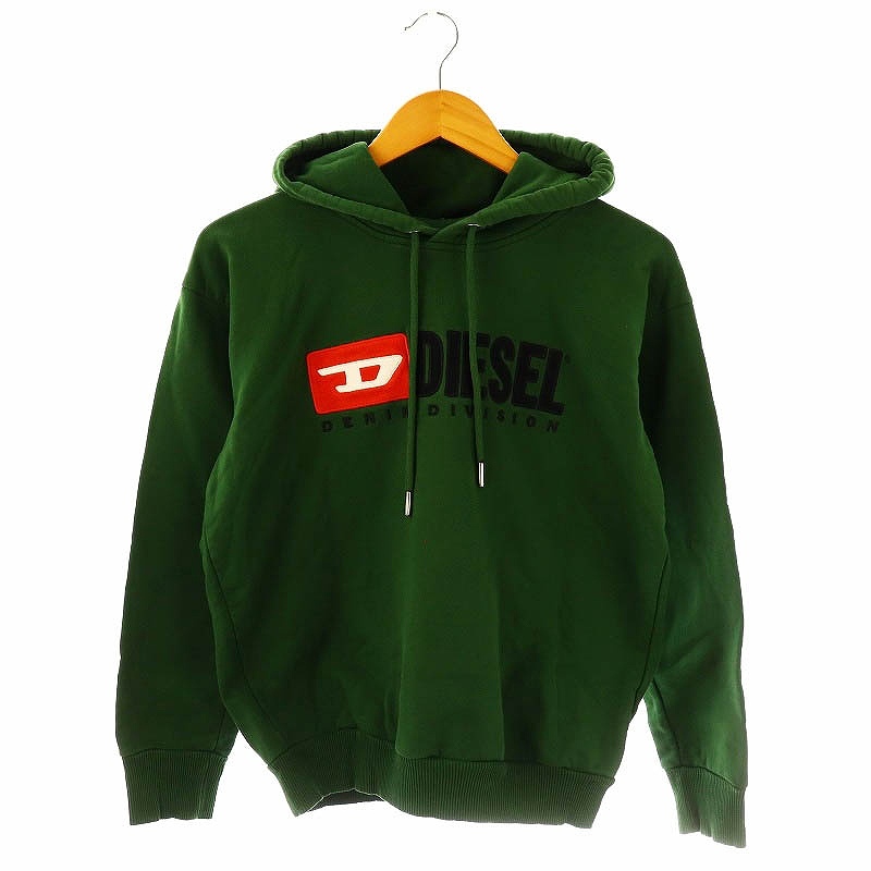 ディーゼル DIESEL ロゴ プルオーバーパーカー スウェット 長袖 XXS グリーン 黒 赤 /ES ■OS メンズ拍卖