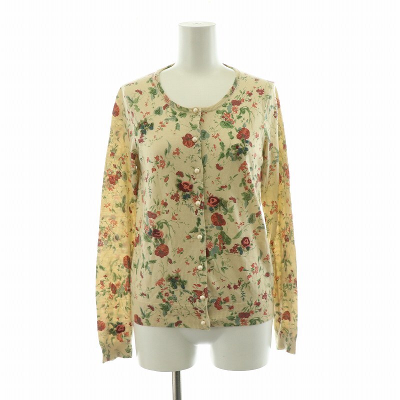 ロイスクレヨン Lois CRAYON カーディガン ニット 花柄 長袖 M ベージュ 16003508-7 /NQ レディース拍卖