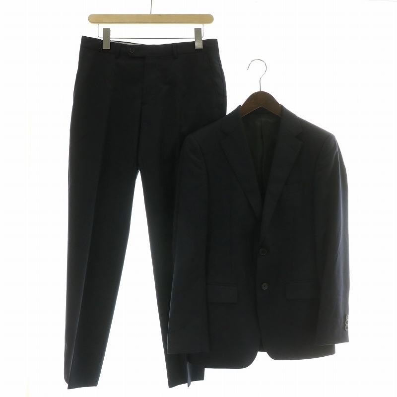 パーソンズ シングルスーツ セットアップ テーラードジャケット 背抜き テーパードパンツ スラックス ジップフライ ウール YA5 紺拍卖