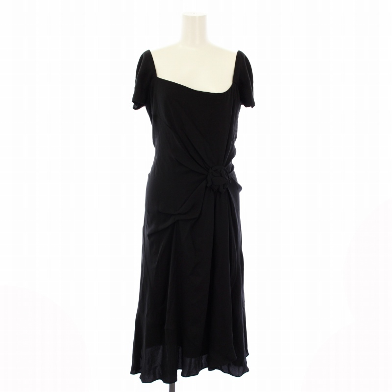 セリーヌ CELINE ワンピース シルク 半袖 ひざ丈 38 黒 2 6761/1494 /TK ■MT ■GY19 レディース拍卖