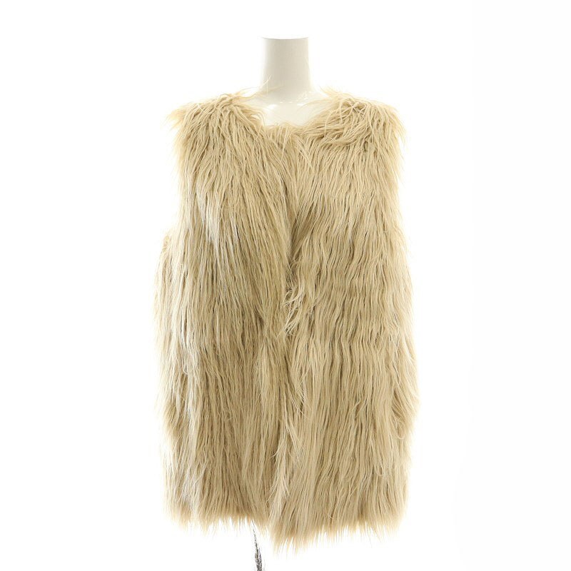 スピック&スパン Spick&Span ファーベスト フェイクファー ジレ 前開き ベージュ /AT ■OS レディース拍卖