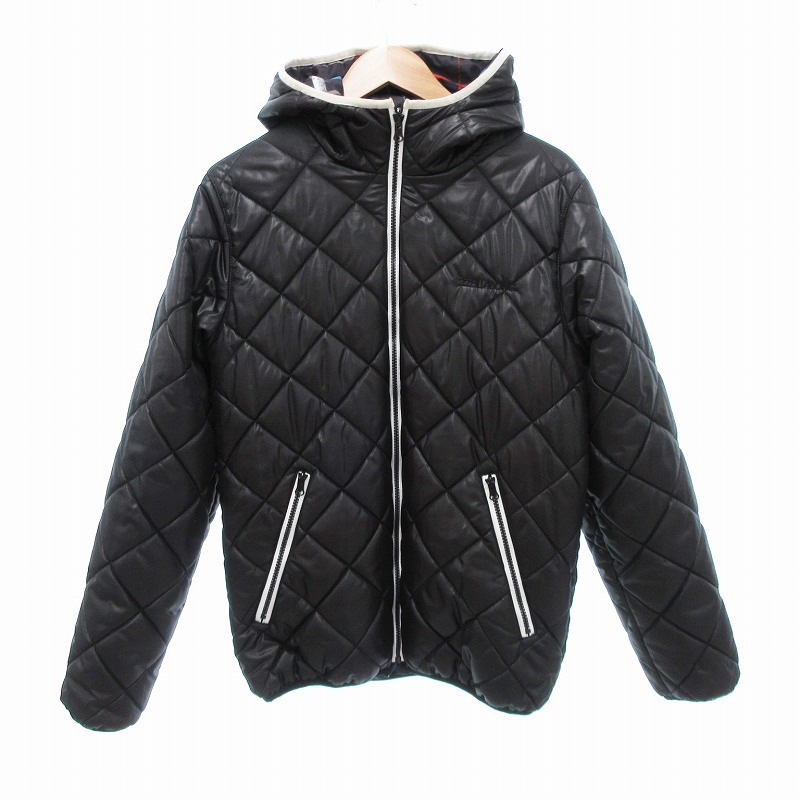 ビラボン BILLABONG リバーシブルブルゾン ジャケット 中綿 マルチチェック キルティング 黒 /JS メンズ拍卖