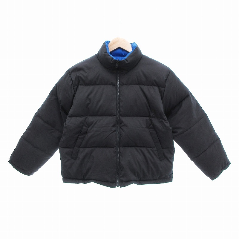 ヴァン ミニ VANIMINI リバーシブル ダウンジャケット ブルゾン ジップアップ 140 青 黒 /JS キッズ拍卖