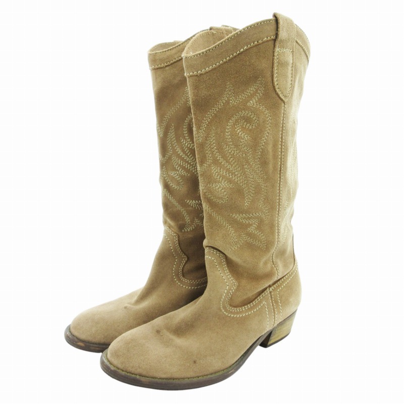 ジョーサンチェス joesanchez ウエスタンブーツ ショート スエード 37 茶 ブラウン /GV レディース拍卖