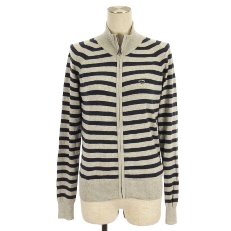 ディーゼル DIESEL ボーダー ニット ジップ ジャケット グレー 12 レディース拍卖