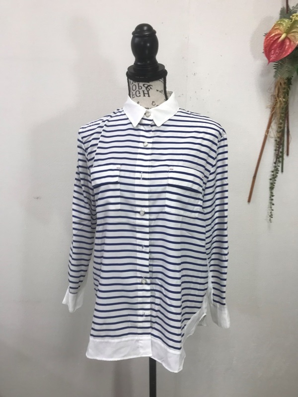 3605 【 SPICK-AND-SPAN フレームワークス 】長袖 ロングシャツ ボーダー サイズ:表記なし 色:ホワイト・ネイビー拍卖