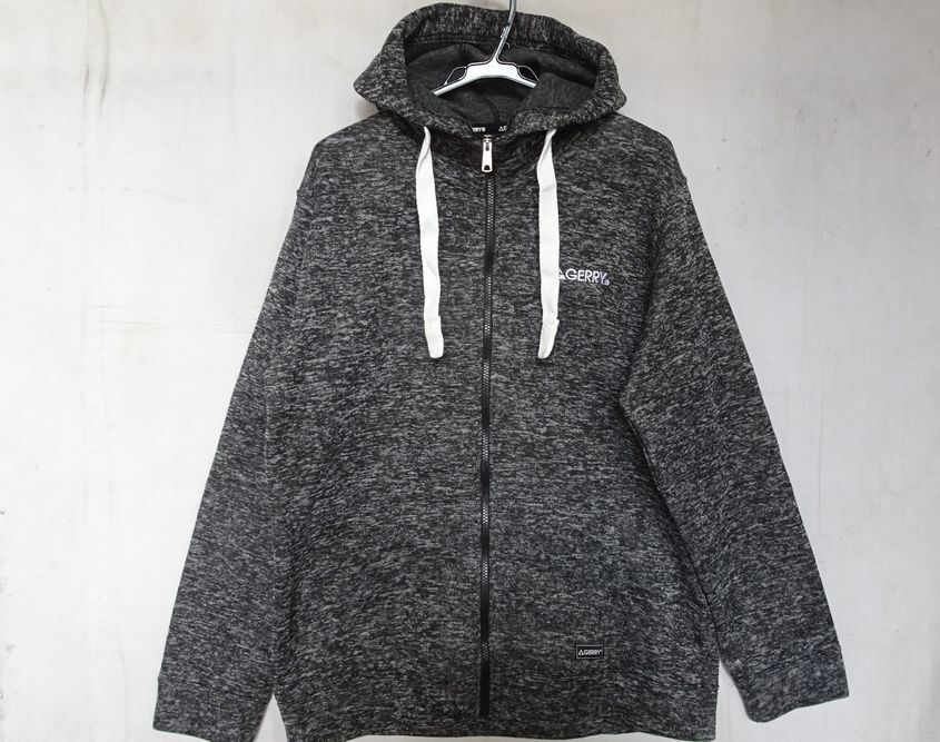 GERRY/ジェリー/長袖パーカ/表地ニット系素材/裏起毛素材/前ジップアップ/フードひも幅広/アウトドア/グレー杢/4Lサイズ(3/6R7)拍卖