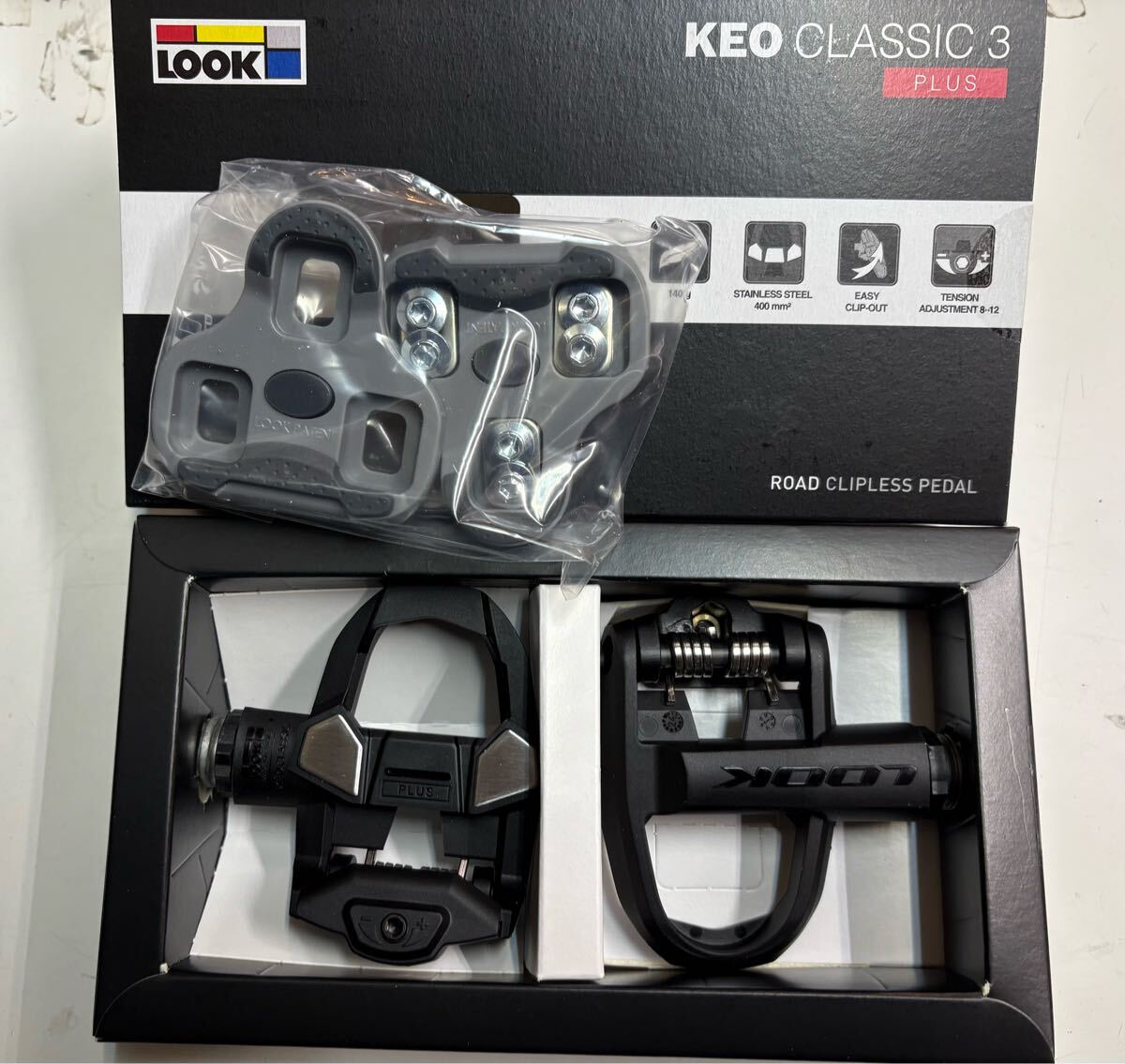 未使用 箱入り『LOOK KEO CLASSIC 3 PLUS ビンディングペダル』グレークリート付きケオクラシック3プラス拍卖