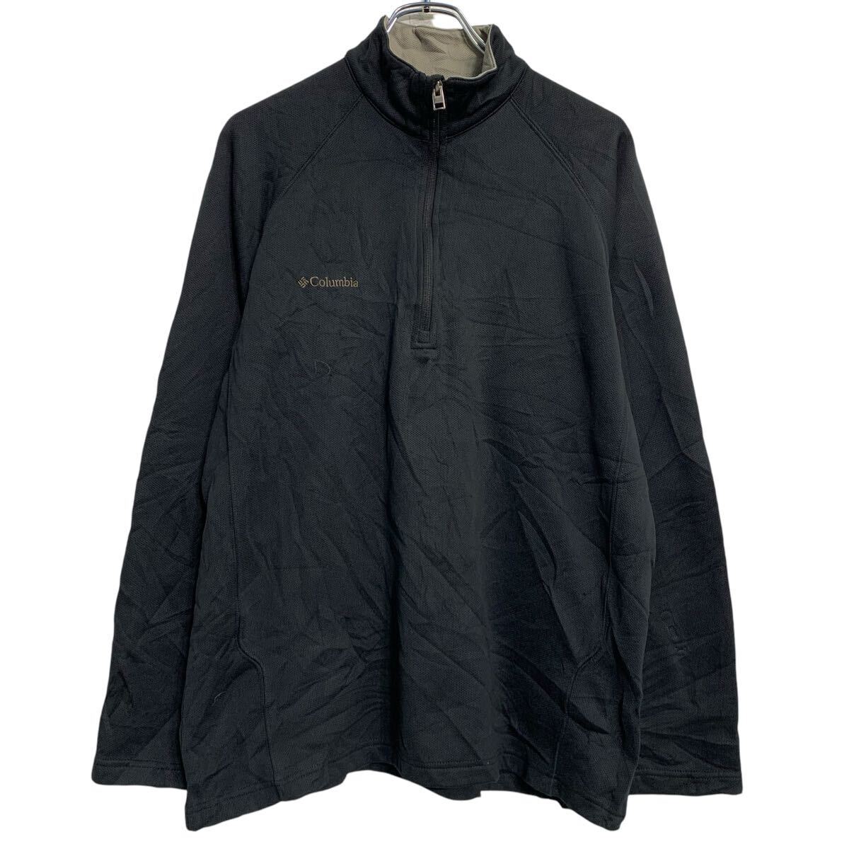 Columbia ロゴジャージ L ブラック コロンビア ハーフジップ ラグラン アウトドア スポーティー シンプル 古着卸 アメリカ仕入 a703-5543拍卖
