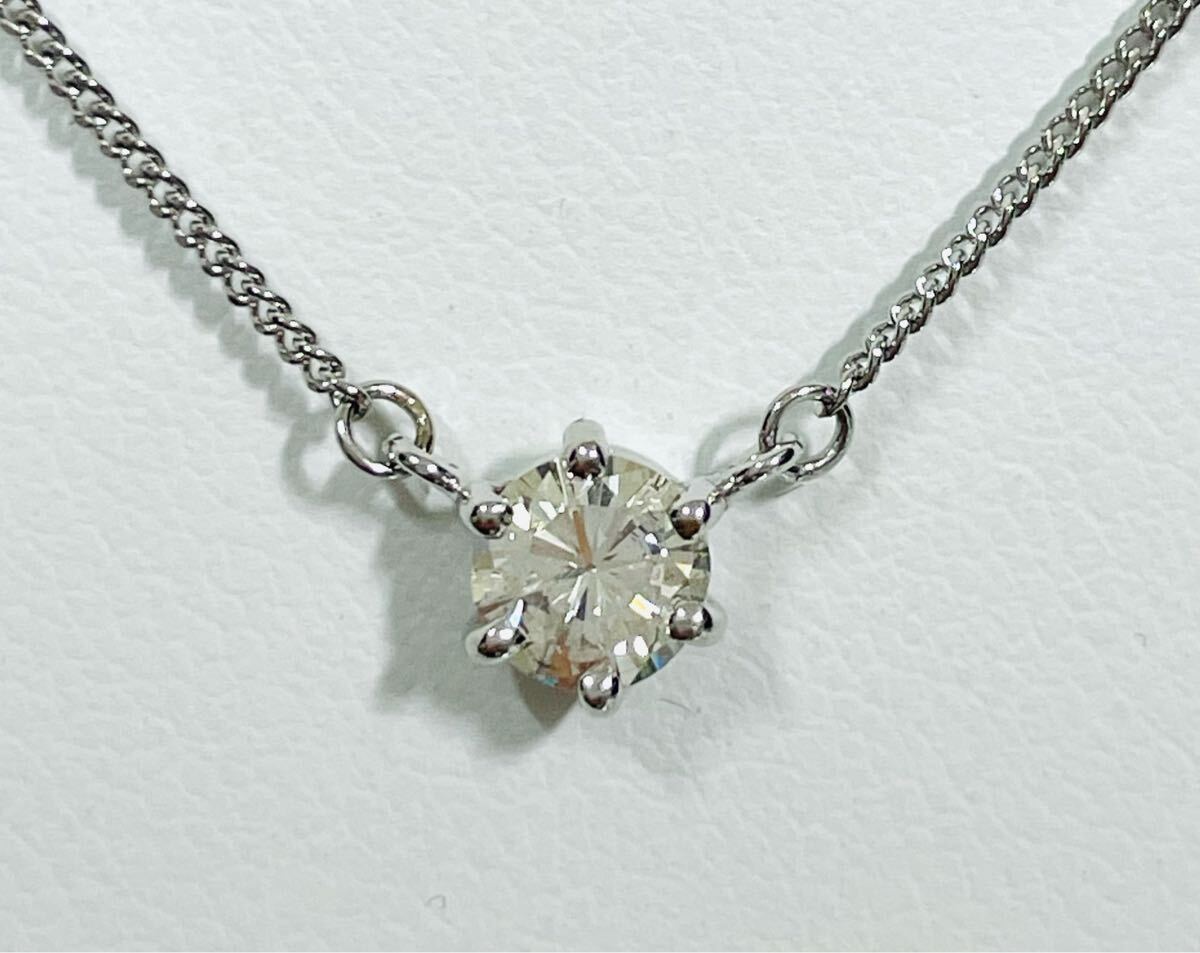 ☆Pt850 ダイヤ0.40ct付きプチネックレス 41cm☆ 拍卖