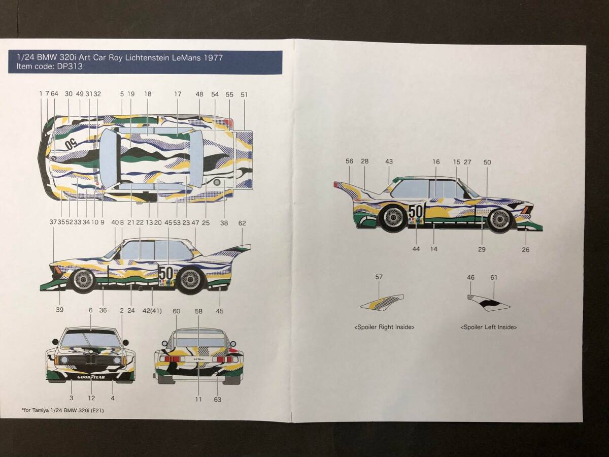DP313 デカールプール シルクスクリーン製デカール BMW 320i アートカー ロイ・リキテンシュタイン ル・マン24h 1977 拍卖
