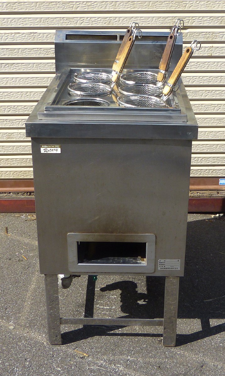 ※注意※【店頭引き取り限定商品】☆理研機器開発 ガス用 6口 ゆで麺機 Rotary 麺湯切り×5個付 業務用/厨房機器 USED品☆拍卖