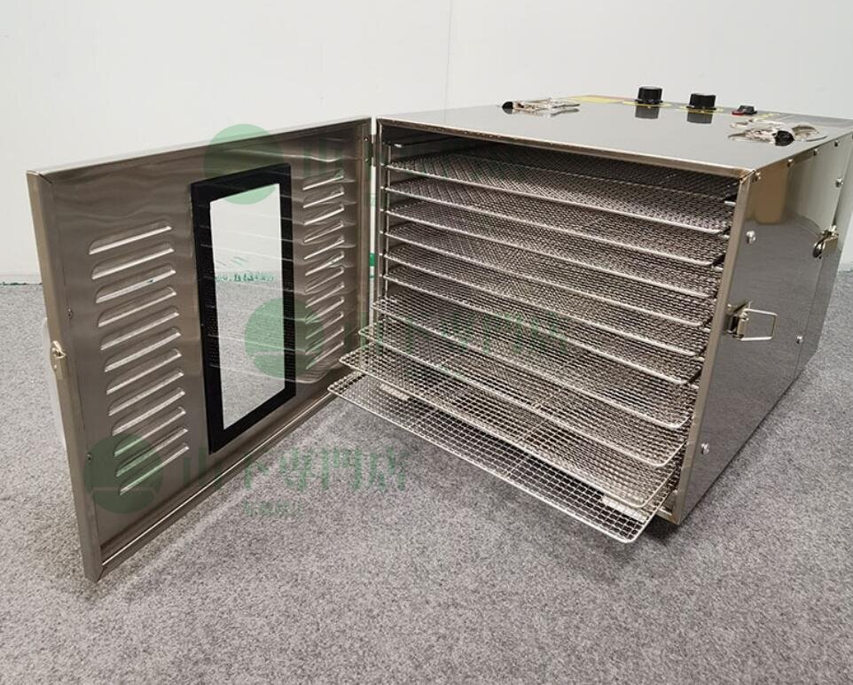 厨房専門店 食品乾燥機 10層 フードドライヤー ステンレス鋼 食品脱水機 野菜 果物 肉類 花 熱風循環加熱【専門店の安心の1年保証付】拍卖