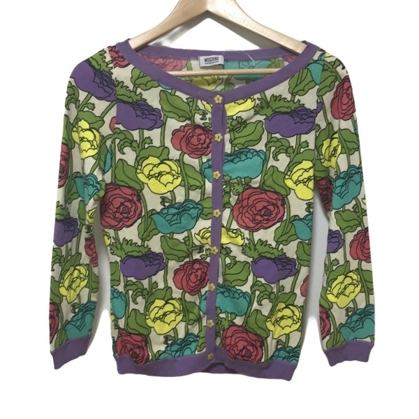 モスキーノ チープ&シック MOSCHINO CHEAP&CHIC カーディガン サイズ40 M - ベージュ×パープル×マルチ レディース 長袖/花柄 トップス拍卖