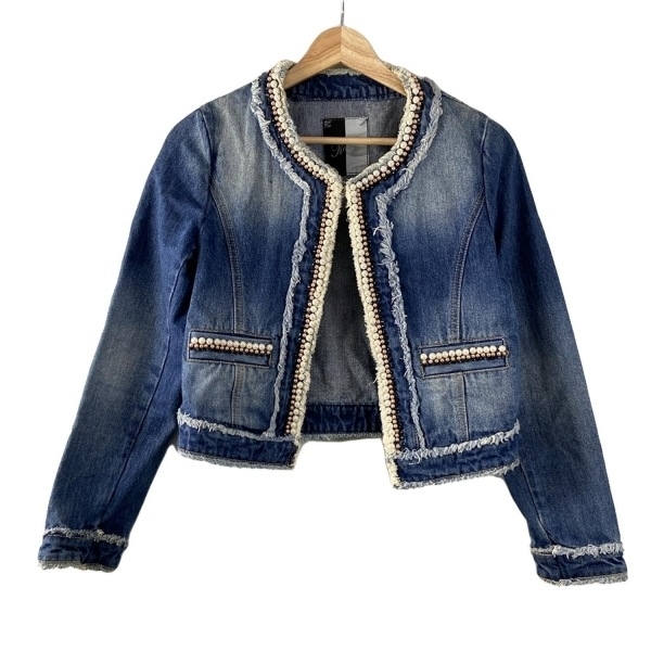 レディ Rady Gジャン/デニムジャケット サイズF - ブルー レディース 長袖/パール/ビーズ/春/秋 ジャケット拍卖