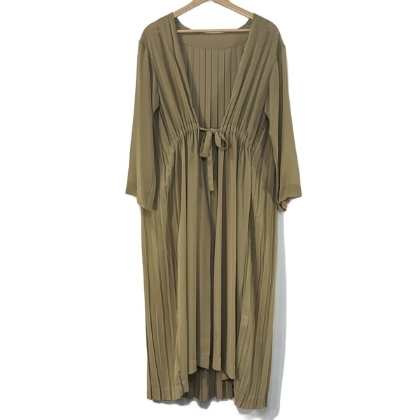 アメリ AMERI カーディガン - ベージュ レディース 長袖/ロング/プリーツ 美品 トップス拍卖