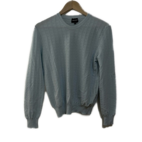 ジョルジオアルマーニ GIORGIOARMANI 長袖セーター/ニット サイズ46 S - ライトブルー メンズ 長袖//秋/冬 トップス拍卖