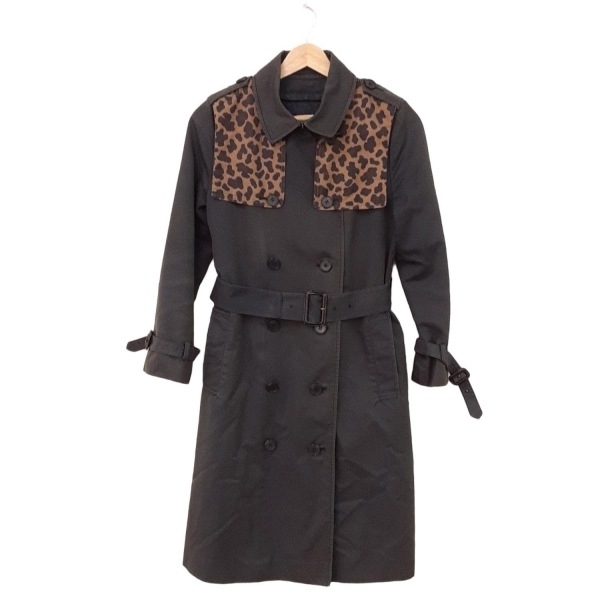 ガリャルダガランテ GALLARDAGALANTE トレンチコート サイズF - 黒×ブラウン レディース 長袖/豹柄/秋/冬 コート拍卖