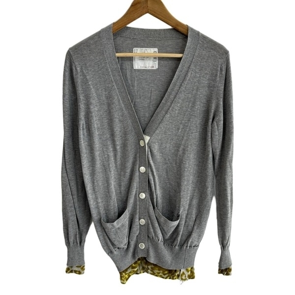 サカイ Sacai カーディガン サイズ2 M 13-01813 - グレー×イエローグリーン×カーキ レディース 長袖 美品 トップス拍卖