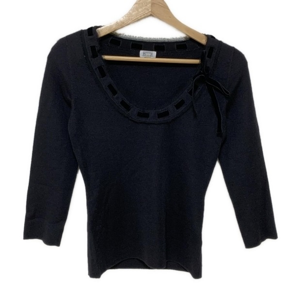 フォクシー FOXEY 長袖セーター/ニット サイズ40 M 18116 - カシミヤ、シルク 黒 レディース カシミヤ/シルク/リボン トップス拍卖