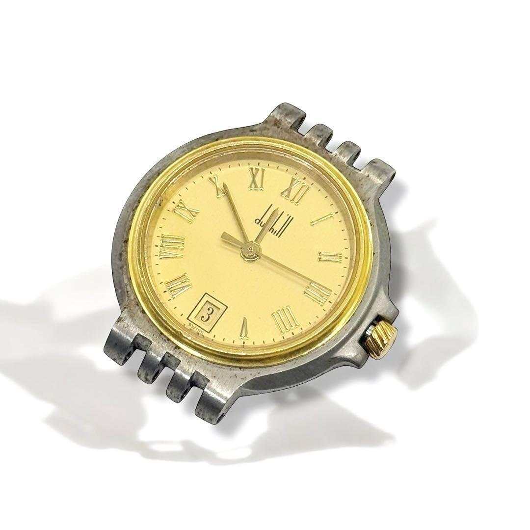 新品電池 ダンヒル 腕時計 エリート 25 YG/SS dunhill 時計 クォーツ QZ アナログ 3針 デイト YG 750 k18 18k 18金 稼働 2975拍卖