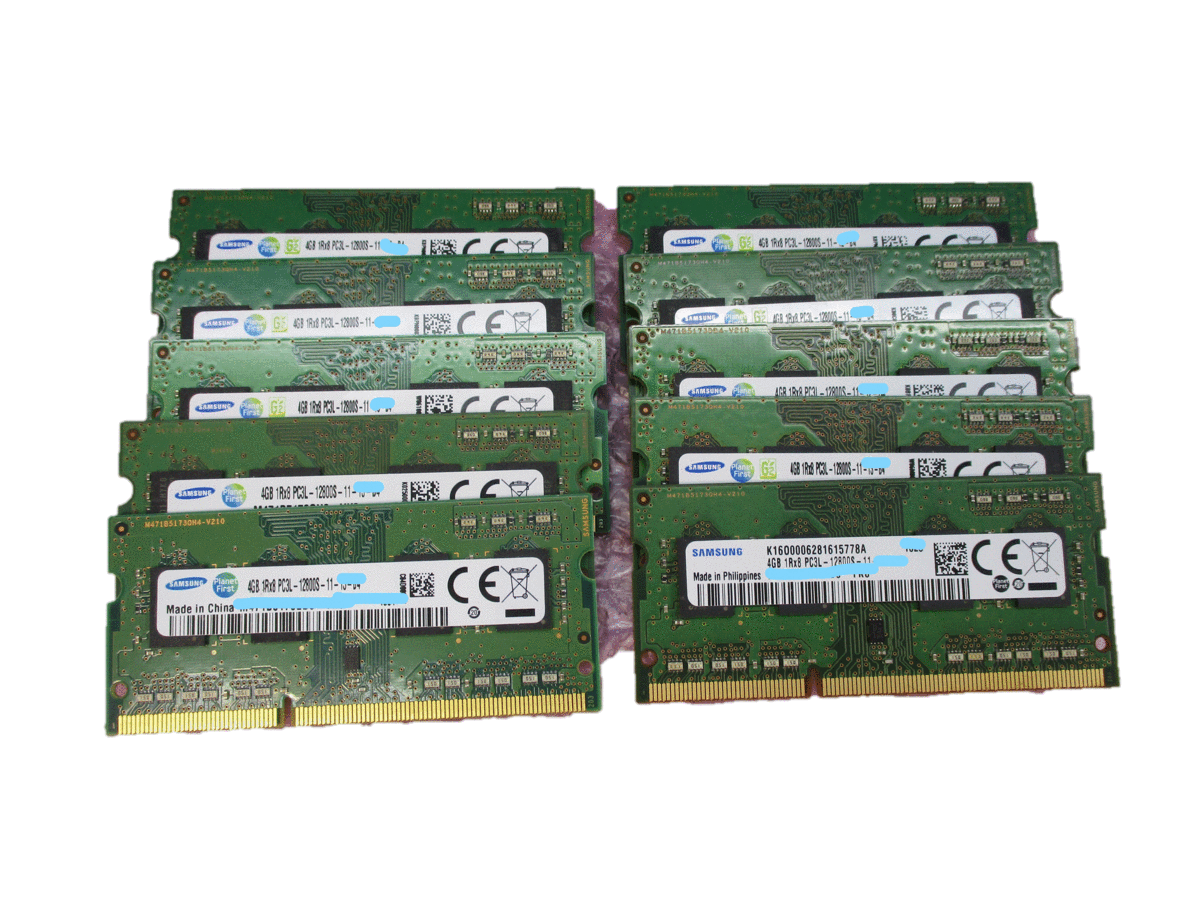 MEM: SAMSUNG ☆1R*8 PC3L-12800S-11 ノートパソコン用 メモリ 4GB★10枚セット★中古品 動作OK拍卖