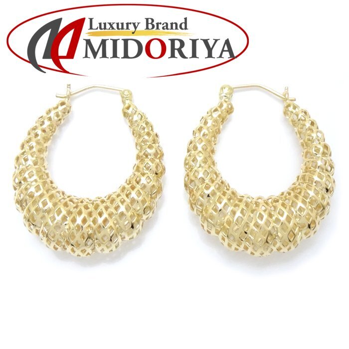 デザイン フープ ピアス K18YG イエローゴールド/28160【中古】拍卖