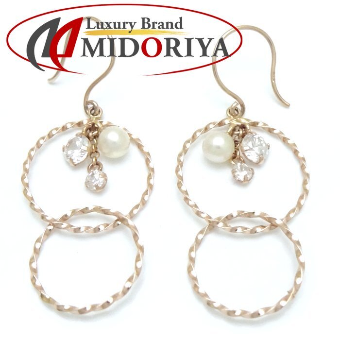 サークルモチーフ ピアス ベビーパール キュービックジルコニア K14PG ピンクゴールド/28182【中古】拍卖