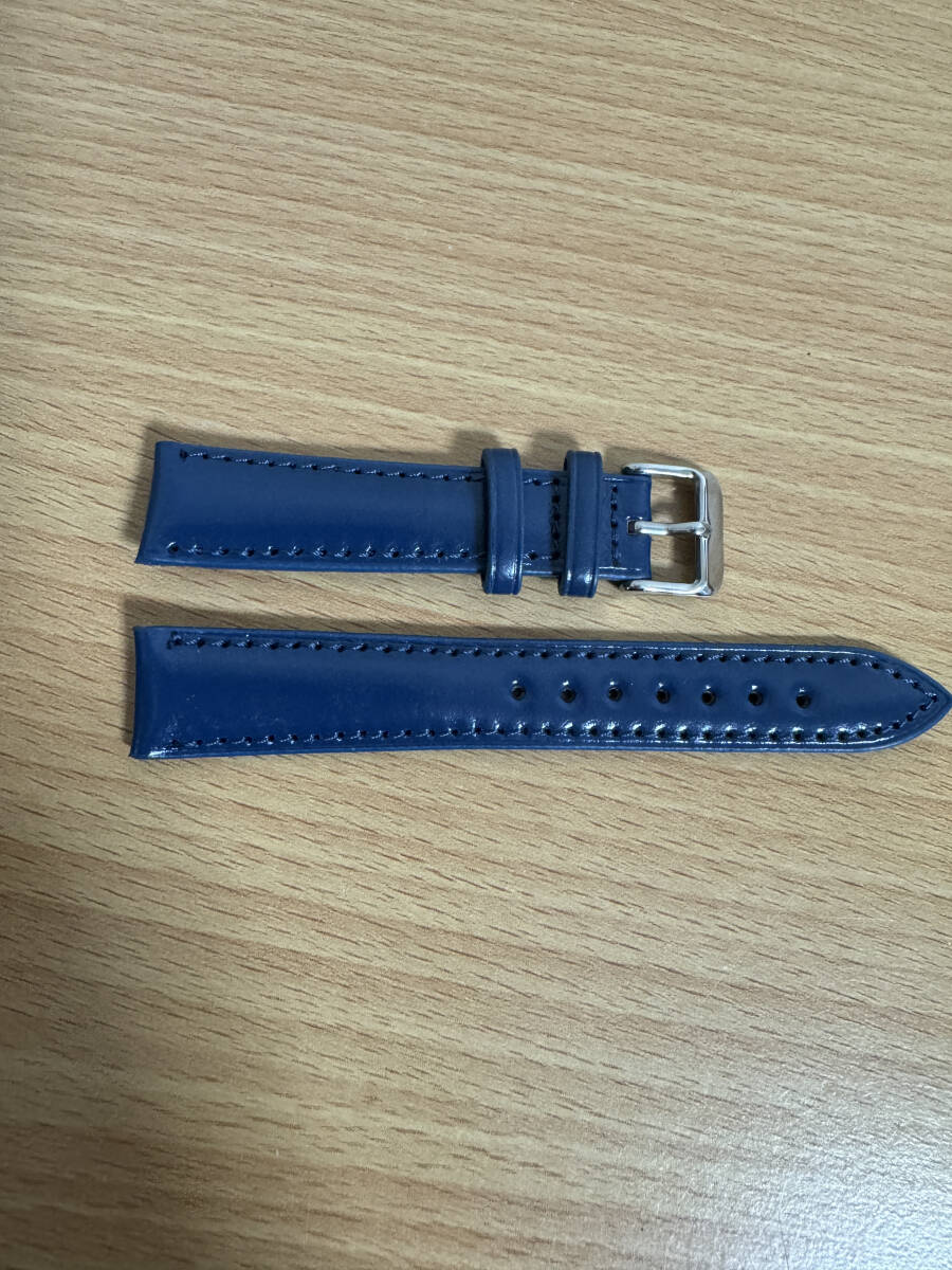最新作●新品 時計ベルト コードバン ラグ幅18mm 18x16mm 馬革 ハンドメイド 銀尾錠脱着可能 肉厚感 ネイビー拍卖