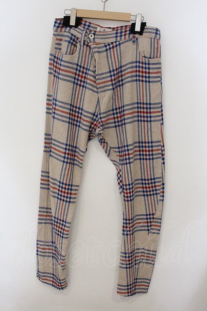 ヴィヴィアンウエストウッド MAN 中古 / TARTAN NEW ASYMMETRICパンツ M アイボリー O-25-01-19-001-pa-YM-ZY拍卖
