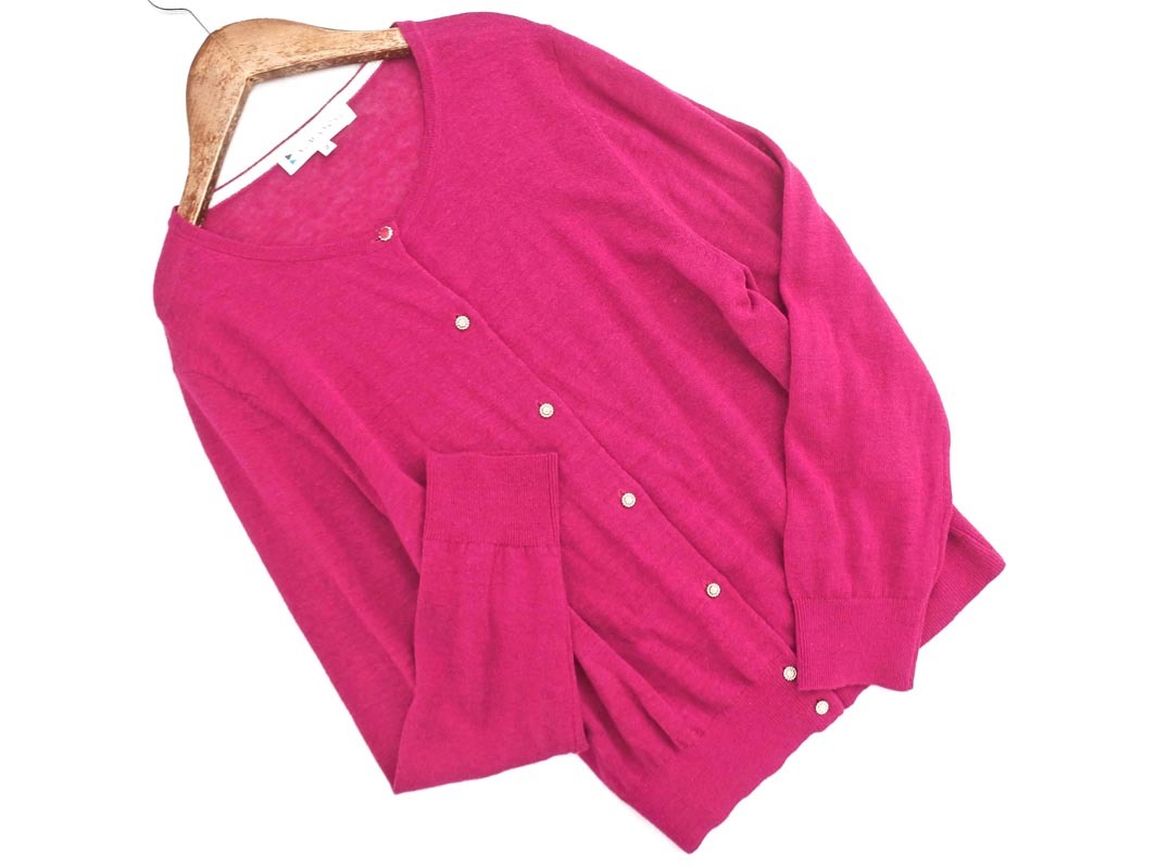 ネコポスOK KUMIKYOKU 組曲 リネン混 カーディガン size2/ピンク ■◇ ☆ fcb8 レディース拍卖