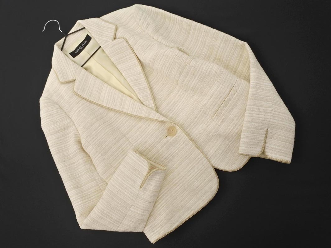 MICHEL KLEIN ミッシェルクラン ツイード ジャケット size38/アイボリー ■◇ ☆ fcc4 レディース拍卖