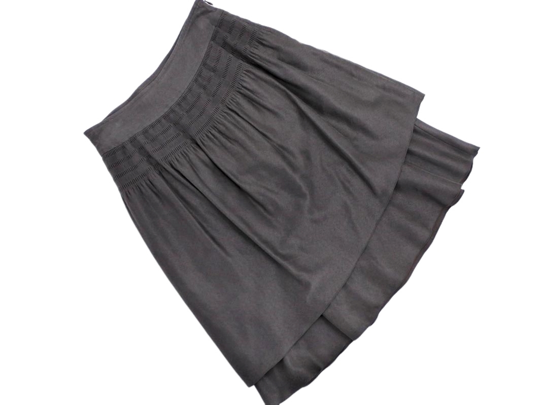 ネコポスOK INDIVI インディヴィ スウェード調 Aライン 台形 スカート size36/チャコール ◇■ ☆ fcd1 レディース拍卖