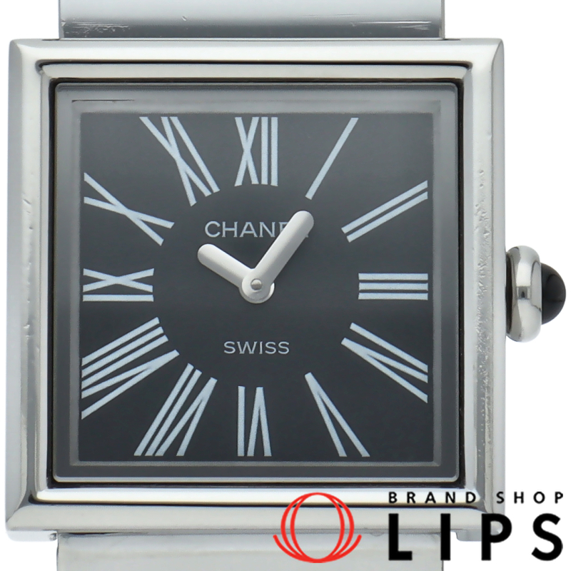 シャネル マドモアゼル レディース時計 H0826 箱 保証書 SS レディース時計 ブラック 仕上げ済 美品 中古拍卖