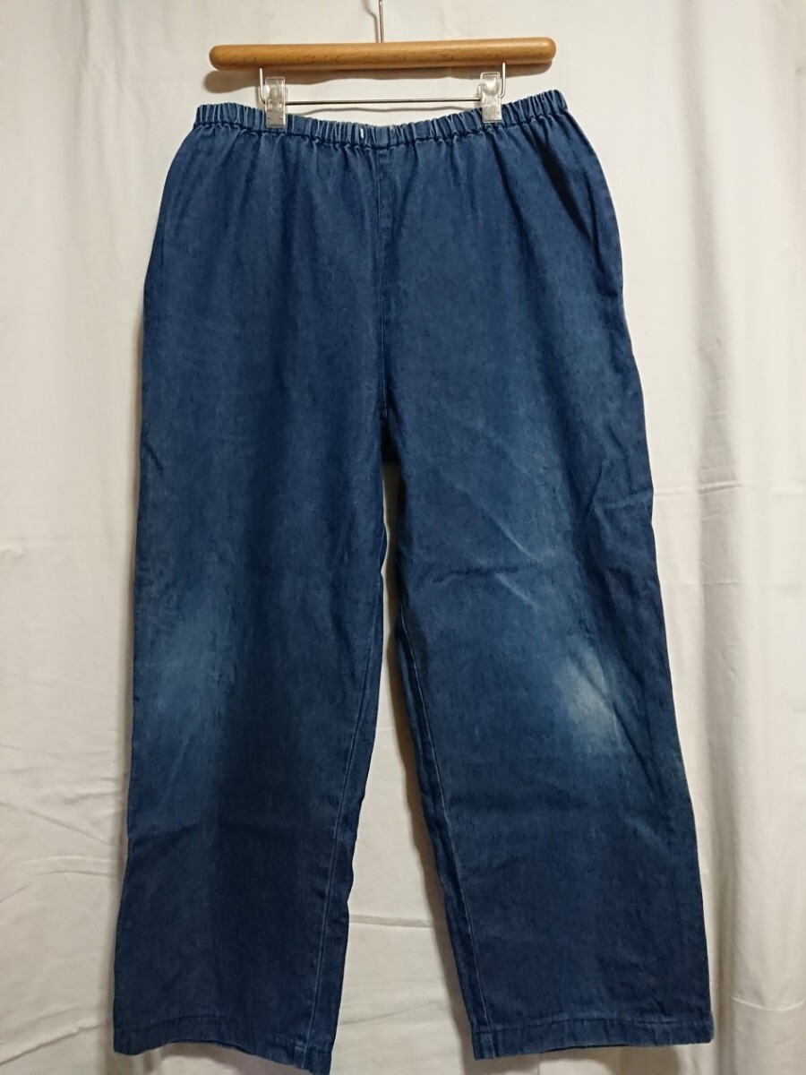 洗濯済 USED品 古着 Mサイズ 作務衣 パンツ デニム生地 綿100% 和装 仕事着 稽古着 衣装などにも ★拍卖